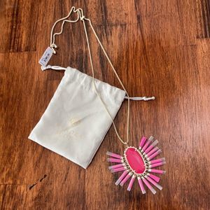 NEW Kendra Scott Barbie Betsy Long Gold Plated Hot Pink Tassel Necklace RARE NWT